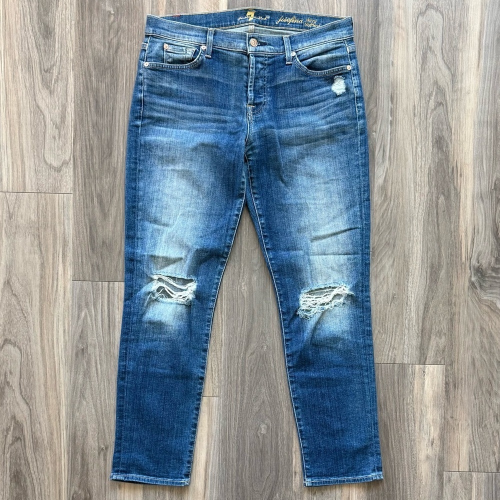7 For All Mankind Josefina Distressed Skinny Boyfriend Jeans Size 27